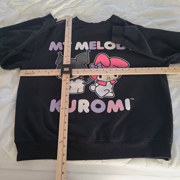 Kuromi My Melody Sweatshirt Black Pullover Sz L Sanrio Hello Kitty Anime Graphic - Picture 6 of 6